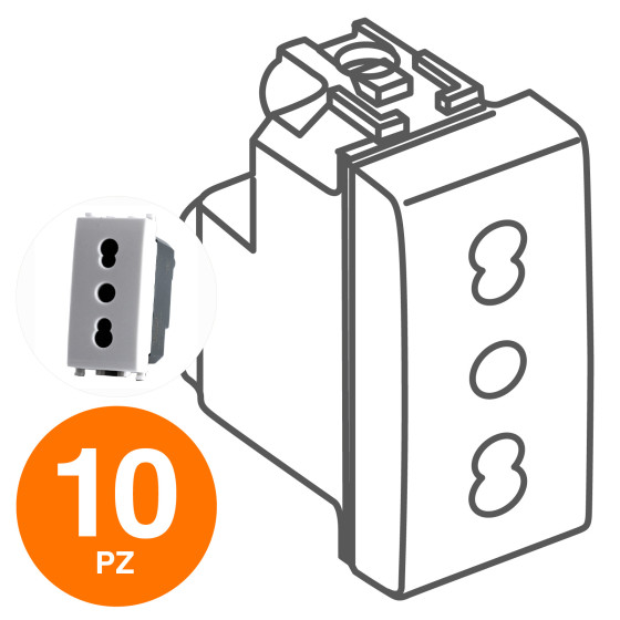 MAPAM Presa Bivalente (16A-250V) GEM Bianco - Confezione 10pz - mod. 618B - Compatibile con Vimar MAPAM Presa Bivalente (16A-250V) GEM Bianco - Confezione 10pz - mod. 618B - Compatibile con Vimar