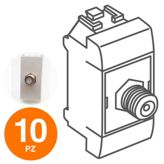 MAPAM Presa Satellitare GEM 1P Bianco - Confezione 10pz - mod. 625B - Compatibile con Vimar PLANA MAPAM Presa Satellitare GEM 1P Bianco - Confezione 10pz - mod. 625B - Compatibile con Vimar PLANA