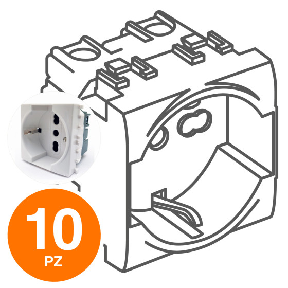 MAPAM Presa Schuko Unel 3.0 (16A-250V) GEM Bianco - Confezione 10pz - mod. 614B - Compatibile con MAPAM Presa Schuko Unel 3.0 (16A-250V) GEM Bianco - Confezione 10pz - mod. 614B - Compatibile con