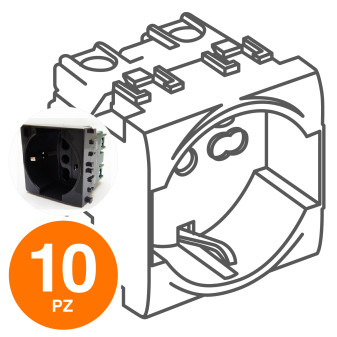 MAPAM Presa Schuko Unel 3.0 (16A-250V) GEM Nero - Confezione 10pz - mod. 614N - Compatibile con