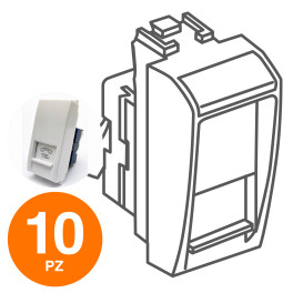 MAPAM Presa Telefono GEM Bianco - Confezione 10pz - mod. 623B - Compatibile con Vimar PLANA