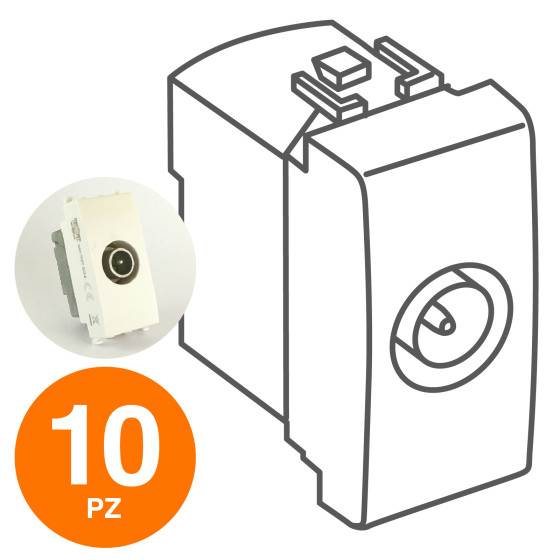 MAPAM Presa TV Passante GEM Bianco - Confezione 10pz - mod. 634B - Compatibile con Vimar PLANA MAPAM Presa TV Passante GEM Bianco - Confezione 10pz - mod. 634B - Compatibile con Vimar PLANA