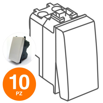 MAPAM Pulsante Unipolare (10A-250V) GEM Bianco - Confezione 10pz - mod. 605B - Compatibile con
