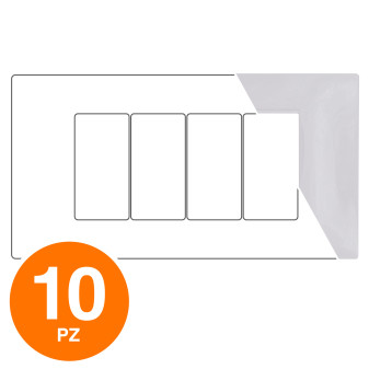 MAPAM Placca Tecnopolimero GEM 4P Bianco - Confezione 10pz - mod. 6004-01 - Compatibile con Vimar
