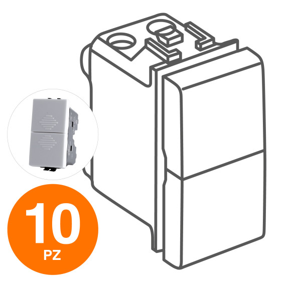 MAPAM Doppio Pulsante (10A-250V) JOY Bianco - Confezione 10pz - mod. 522B - Compatibile con BTicino MAPAM Doppio Pulsante (10A-250V) JOY Bianco - Confezione 10pz - mod. 522B - Compatibile con BTicino