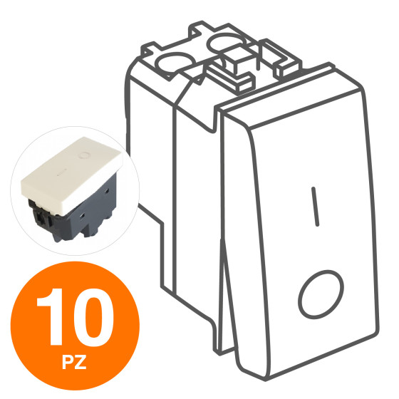 MAPAM Interruttore Bipolare 01 (16A-250V) JOY Bianco - Confezione 10pz - mod. 502B - Compatibile MAPAM Interruttore Bipolare 01 (16A-250V) JOY Bianco - Confezione 10pz - mod. 502B - Compatibile
