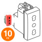 MAPAM Presa Bivalente (16A-250V) JOY per linea emergenza Rosso - Confezione 10pz - mod. 518R - Compatibile con BTicino MATIX