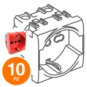MAPAM Presa Schuko (16A-250V) JOY Rosso per linea emergenza Rosso - Confezione 10pz - mod. 514R -