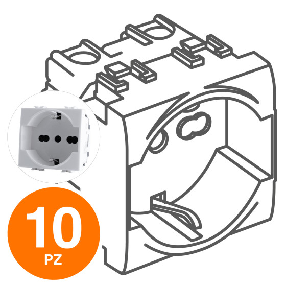 MAPAM Presa Schuko Unel (16A-250V) JOY Bianco - Confezione 10pz - mod. 514B - Compatibile con MAPAM Presa Schuko Unel (16A-250V) JOY Bianco - Confezione 10pz - mod. 514B - Compatibile con