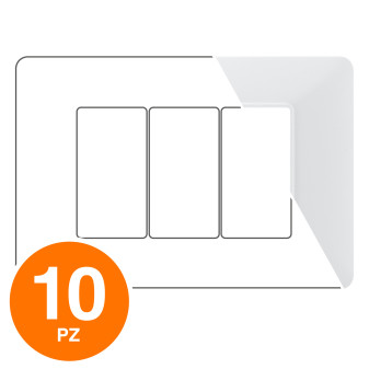 MAPAM Placca Tecnopolimero JOY 3P Bianco - Confezione 10pz - mod. M8003-01 -...