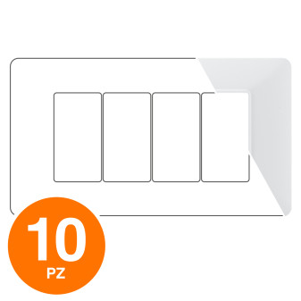 MAPAM Placca Tecnopolimero JOY 4P Bianco - Confezione 10pz - mod. M8004-01 -...