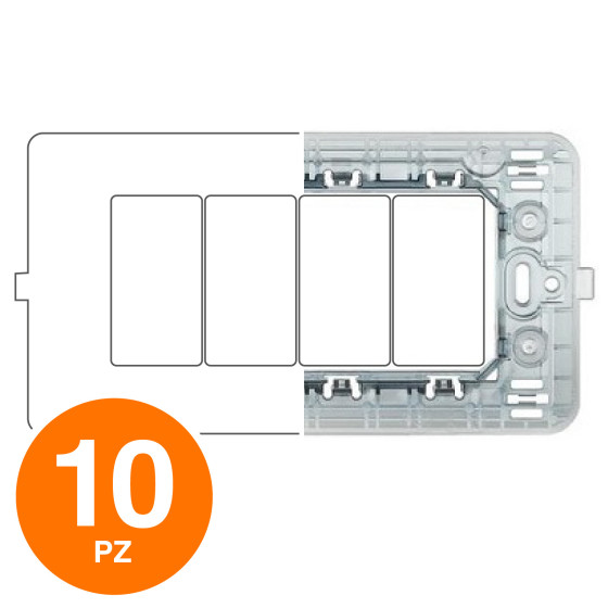 MAPAM Supporto JOY 4P - Confezione 10pz - mod. 7004-B - Compatibile con BTicino MATIX MAPAM Supporto JOY 4P - Confezione 10pz - mod. 7004-B - Compatibile con BTicino MATIX