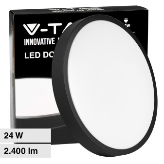 V-Tac VT-8624 Plafoniera LED Rotonda 24W SMD IP44 Colore Nero -