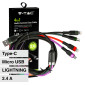 V-Tac VT-5351 Cavo USB Adattatore 4in1 Type-C Lightning e Micro USB Lunghezza 1.2m - SKU 7748
