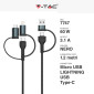 Immagine 2 - V-Tac VT-5323 Cavo USB Type-C 5in1 con Adattatori USB Lightning e Micro USB Lunghezza 1.2m Colore