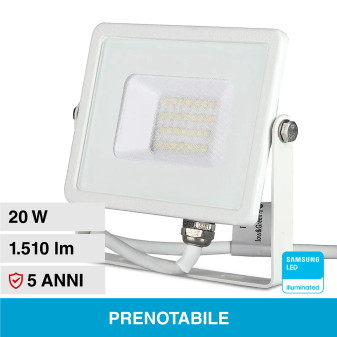 V-Tac VT-20 Faro LED Floodlight 20W SMD IP65 Chip Samsung Colore Bianco - SKU 21442