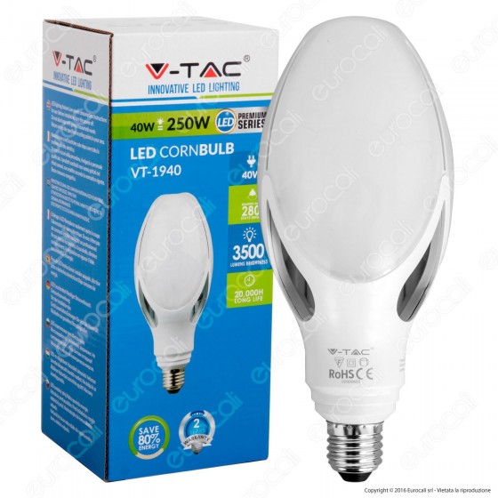 V-Tac VT-1940 Lampadina LED E27 40W Cornbulb - SKU 7132 / 7133 / 7134 V-Tac VT-1940 Lampadina LED E27 40W Cornbulb - SKU 7132 / 7133 / 7134