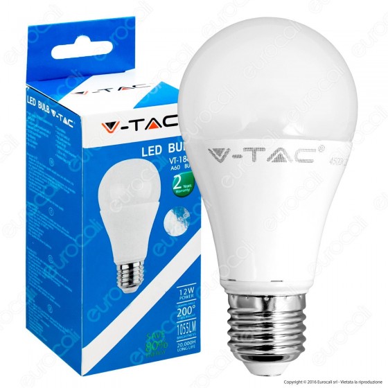 V-Tac VT-1864 Lampadina LED E27 12W Bulb A60 - SKU 4228 / 4229 / 4230