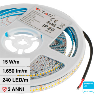 V-Tac VT-10-240 Striscia LED Flessibile 150W SMD Monocolore 240 LED/metro 24V Chip Samsung - Bobina