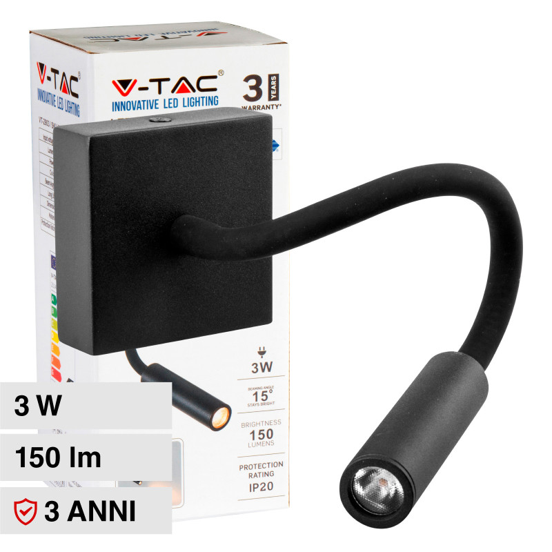 V-Tac Pro VT-2903 Lampada LED da Muro Flessibile 3W COB CREE V-Tac Pro VT-2903 Lampada LED da Muro Flessibile 3W COB CREE