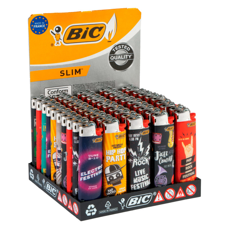 Bic Slim J23 Accendini Medi Fantasia Music Style - Box da 50 Accendini