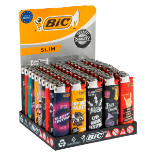 Bic Slim J23 Accendini Medi Fantasia Music Style - Box da 50 Accendini