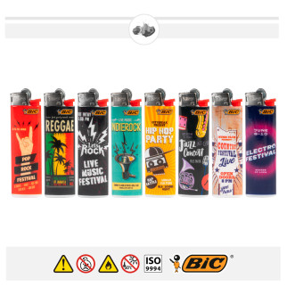 Bic Slim J23 Accendini Medi Fantasia Music Style - Box da 50 Accendini