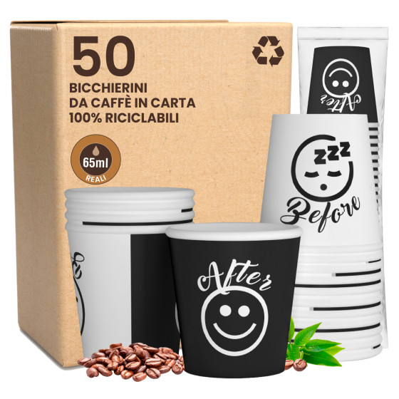 50 Bicchieri da Caffè in Carta Riciclabile DownUpCUP da 65ml