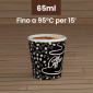 Immagine 2 - Bicchierini da Caffè in Carta Riciclabile con Fantasia BlackCUP da 65ml - Confezione da 50 Bicchieri