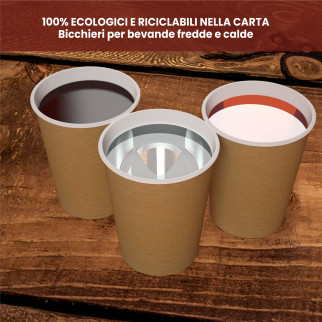 Bicchieri in Carta Riciclabile Colore Avana da 240ml - Confezione da 50 Bicchieri