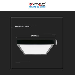 V-Tac VT-8624 Plafoniera LED Quadrata 24W SMD IP44 Colore Nero