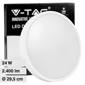 V-Tac VT-8624 Plafoniera LED Rotonda 24W SMD IP44 Colore Bianco - SKU 7618 / 7619 / 7620