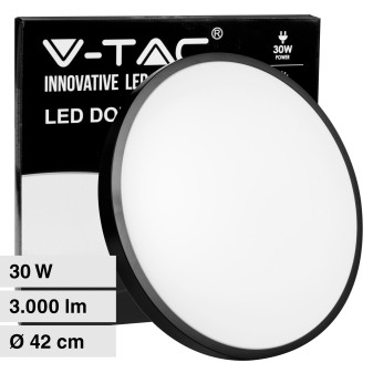 V-Tac VT-8630 Plafoniera LED Rotonda 30W SMD IP44 Colore Nero - SKU 7639 / 7640 / 7641