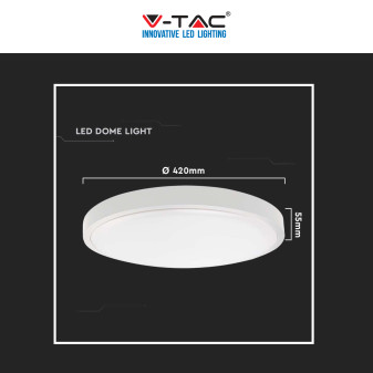 V-Tac VT-8630 Plafoniera LED Rotonda 30W SMD IP44 Colore Bianco