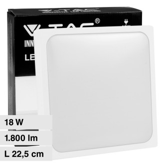 V-Tac VT-8618 Plafoniera LED Quadrata 18W SMD IP44 Colore Bianco - SKU 7624 /...
