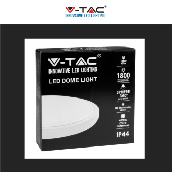 V-Tac VT-8618 Plafoniera LED Rotonda 18W SMD IP44 Colore Bianco