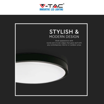 V-Tac VT-8618 Plafoniera LED Rotonda 18W SMD IP44 Colore Nero -