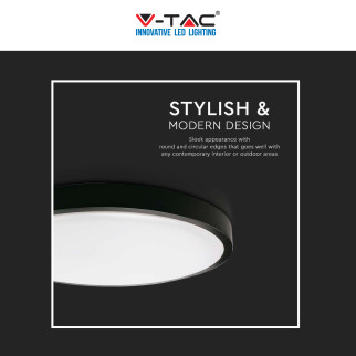 V-Tac VT-8618 Plafoniera LED Rotonda 18W SMD IP44 Colore Nero -
