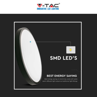 V-Tac VT-8618 Plafoniera LED Rotonda 18W SMD IP44 Colore Nero -