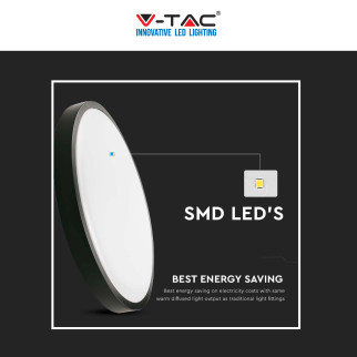 V-Tac VT-8618 Plafoniera LED Rotonda 18W SMD IP44 Colore Nero -