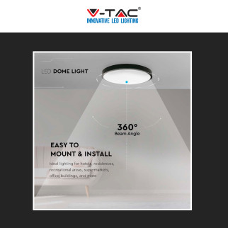 V-Tac VT-8618 Plafoniera LED Rotonda 18W SMD IP44 Colore Nero -