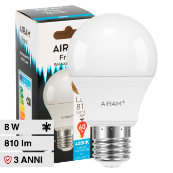 Bot Lighting Airam Frost Lampadina LED E27 8W Bulb A60 Goccia SMD per Cella...