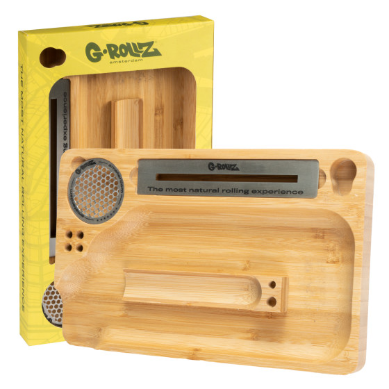 G-Rollz Stazione di Rollaggio in Legno di Bambù con Tessera Tritatabacco Magnetica e Porta Cartine G-Rollz Stazione di Rollaggio in Legno di Bambù con Tessera Tritatabacco Magnetica e Porta Cartine