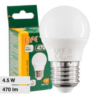 Life Lampadina LED E27 4.5W Bulb G45 MiniGlobo SMD - mod.