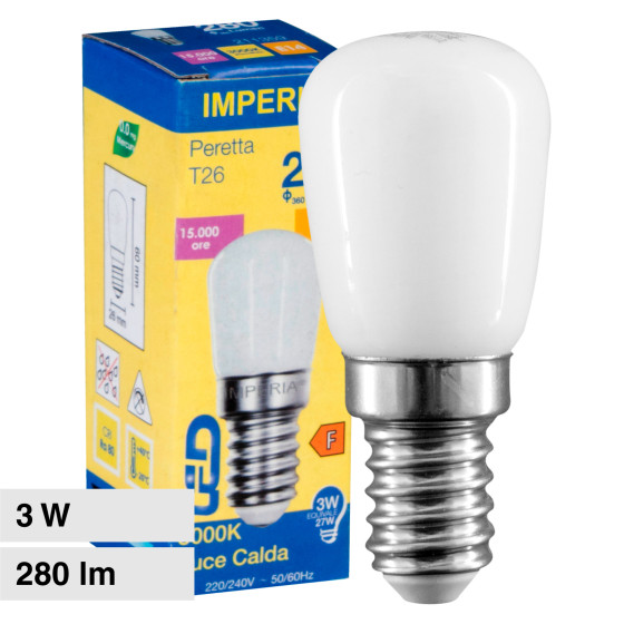 Imperia Lampadina LED E14 3W Tubolare T26 SMD in Vetro Satinato Imperia Lampadina LED E14 3W Tubolare T26 SMD in Vetro Satinato