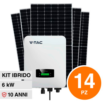 V-Tac VT-450 14 Pannelli Solari Fotovoltaici 450W IP68 + VT-6607106 Inverter...