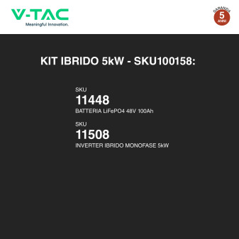 V-Tac Batteria LiFePO4 51.2V 100Ah 5.12kWh Impianto