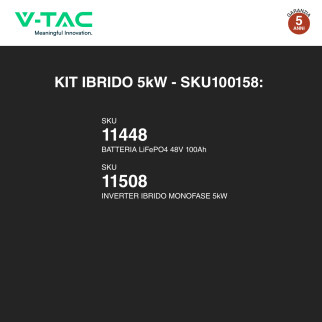 V-Tac Batteria LiFePO4 51.2V 100Ah 5.12kWh Impianto