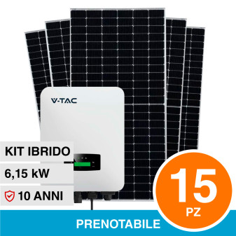V-Tac VT-410 15 Pannelli Solari Fotovoltaici 410W IP68 + VT-6607106 Inverter...