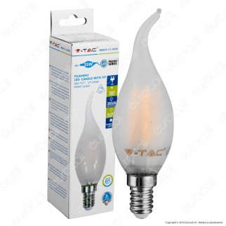 V-Tac VT-2056D Lampadina LED E14 4W Candela Fiamma Frost Filamento